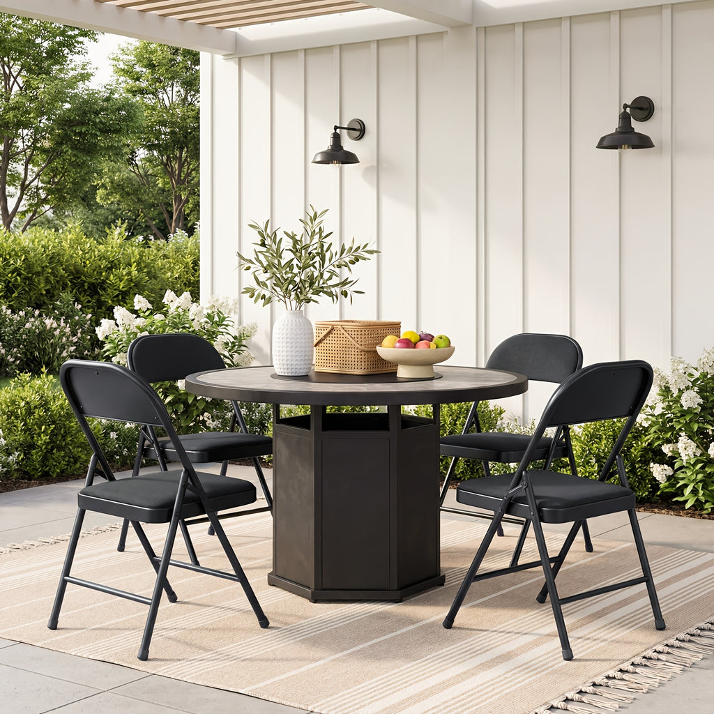 4pcs Comfortable Ventilated Folding Chair With Soft Fabric Surface, Indoor Outdoor Foldable Chair For Home Balcony Garden Camping Picnic Beach, Sturdy Stable Construction Portable Leisure Chair For Adults