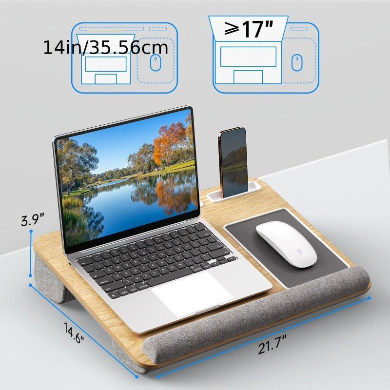 Portable Folding Table & Laptop Bed Desk with Cup Holder & Pad Slot - Lightweight Wood Study Table Suitable for Bed, Sofa, Floor Use - Compact Writing Desk for Students, Office, Picnic, Dorm, Bedside