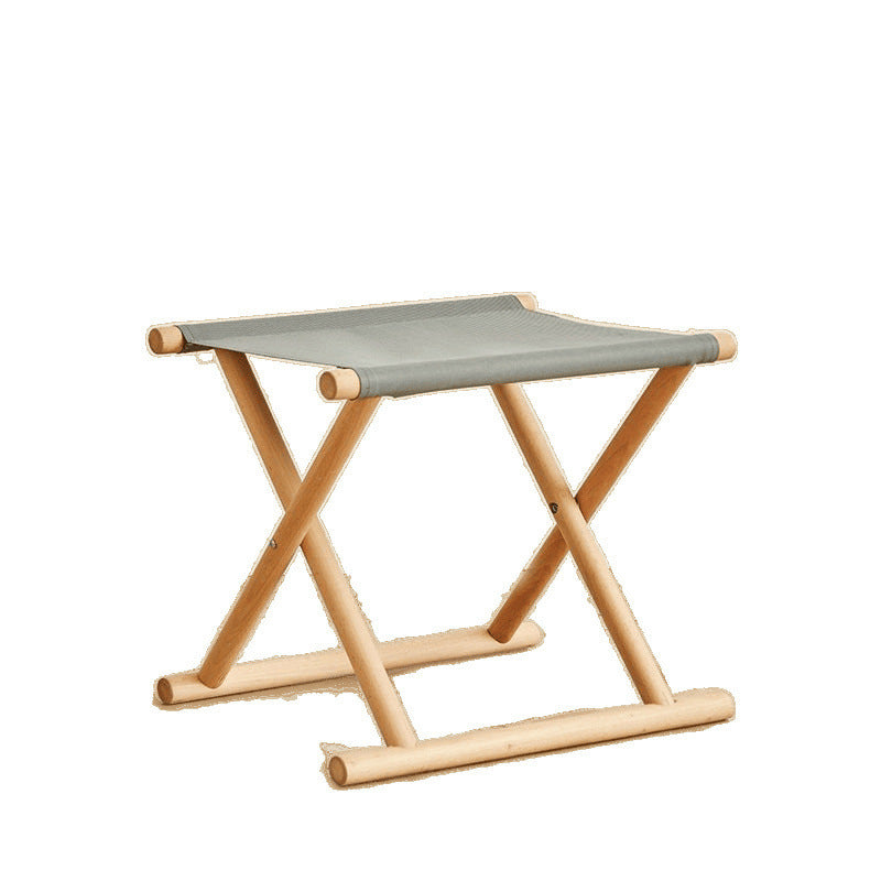 Camping Folding Chair Solid Wood Portable Outdoor Folding Stool Bench Wood Small Stool Soft Seat Bench