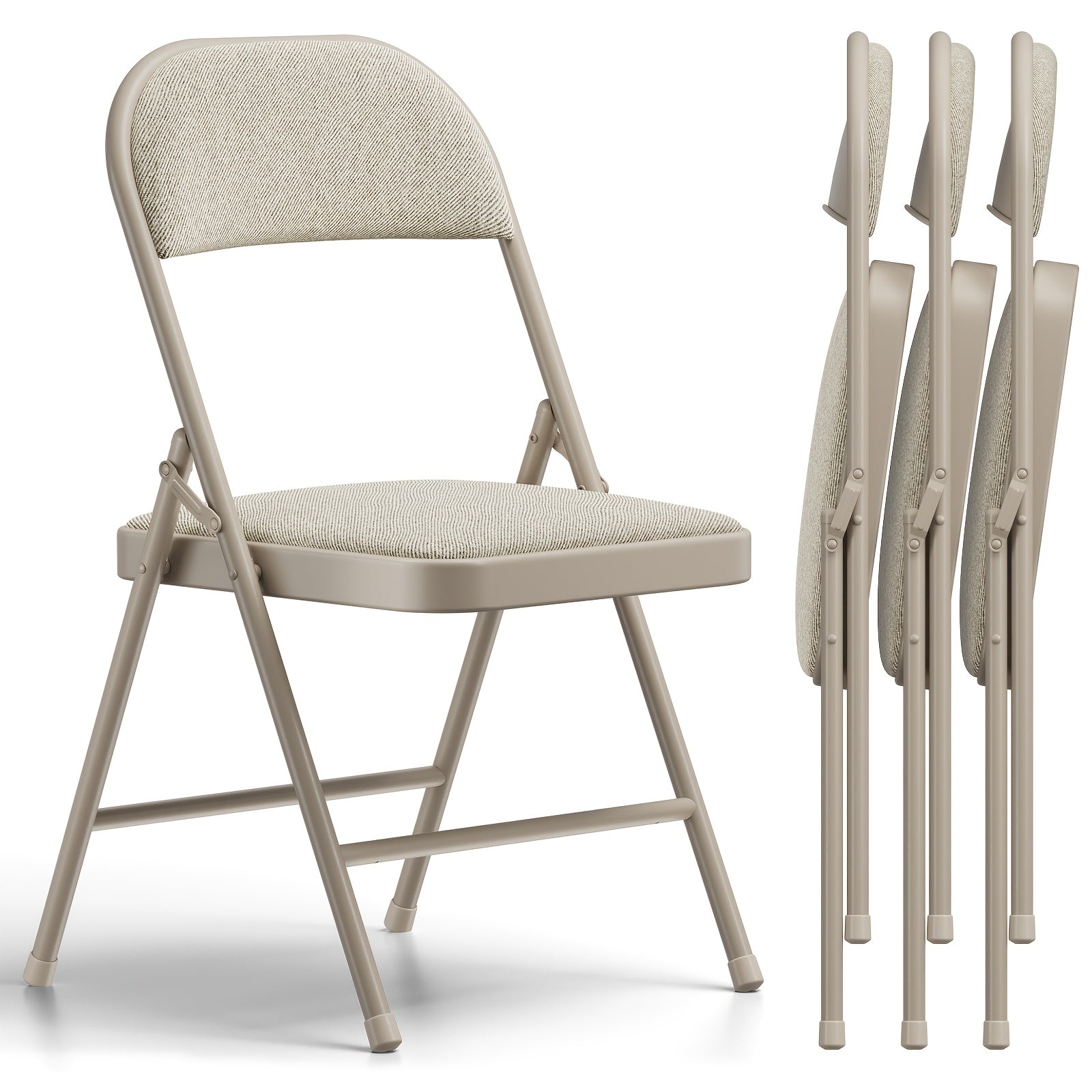 4pcs Comfortable Ventilated Folding Chair With Soft Fabric Surface, Indoor Outdoor Foldable Chair For Home Balcony Garden Camping Picnic Beach, Sturdy Stable Construction Portable Leisure Chair For Adults