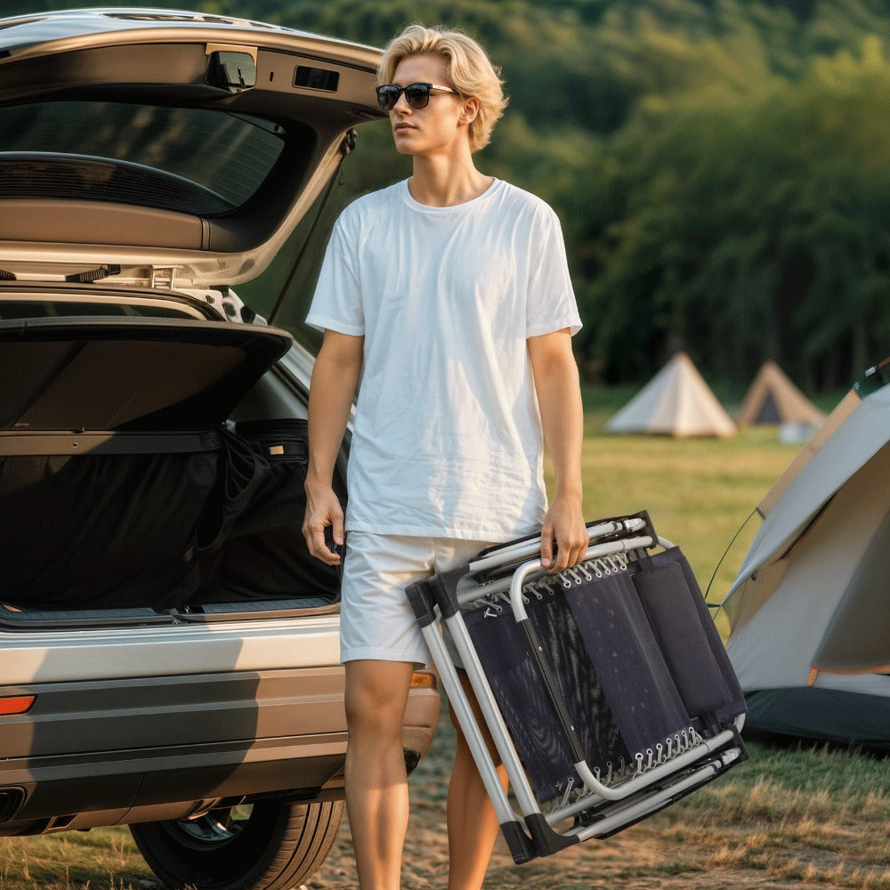 A Zero-Gravity Chair Featuring a Cushion, This Reclining Lounge Chair Is Suitable for Outdoor Patios. It Is a Foldable Indoor Anti-Gravity Recliner, Designed for Portability And Comes with a Detachable Cup Holder Side Tray And a Pillow Headrest