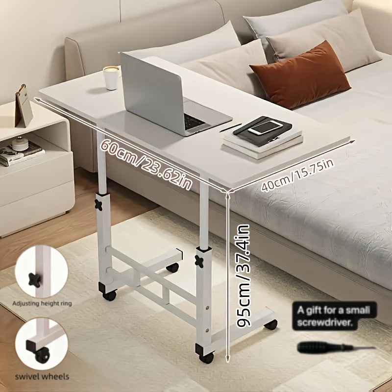 Multifunctional Folding Table With Wheels, Adjustable Height And Storage Shelf - Perfect For Bedroom, Living Room, Outdoor Office And Study Room. Multifunctional Adjustable Height Rolling Table.