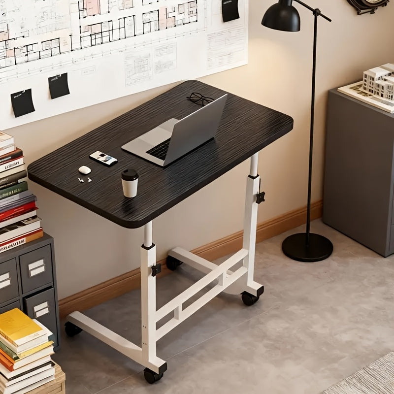 Multifunctional Folding Table With Wheels, Adjustable Height And Storage Shelf - Perfect For Bedroom, Living Room, Outdoor Office And Study Room. Multifunctional Adjustable Height Rolling Table.