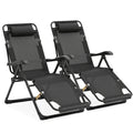 A Zero-Gravity Chair Featuring a Cushion, This Reclining Lounge Chair Is Suitable for Outdoor Patios. It Is a Foldable Indoor Anti-Gravity Recliner, Designed for Portability And Comes with a Detachable Cup Holder Side Tray And a Pillow Headrest