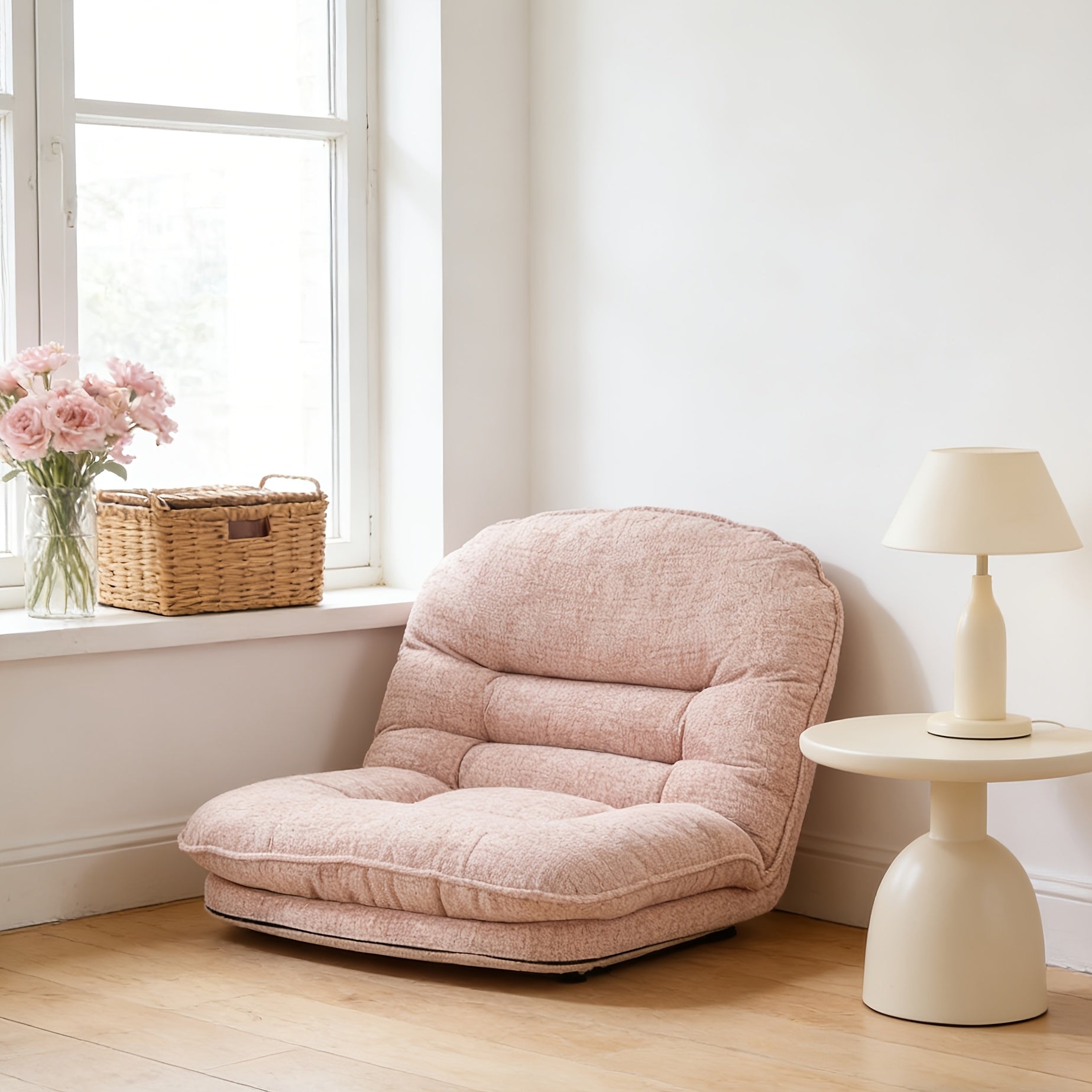 Foldable Floor Chair with Steel Frame - 6-Position Adjustable Recliner for Gaming, Reading & Meditation