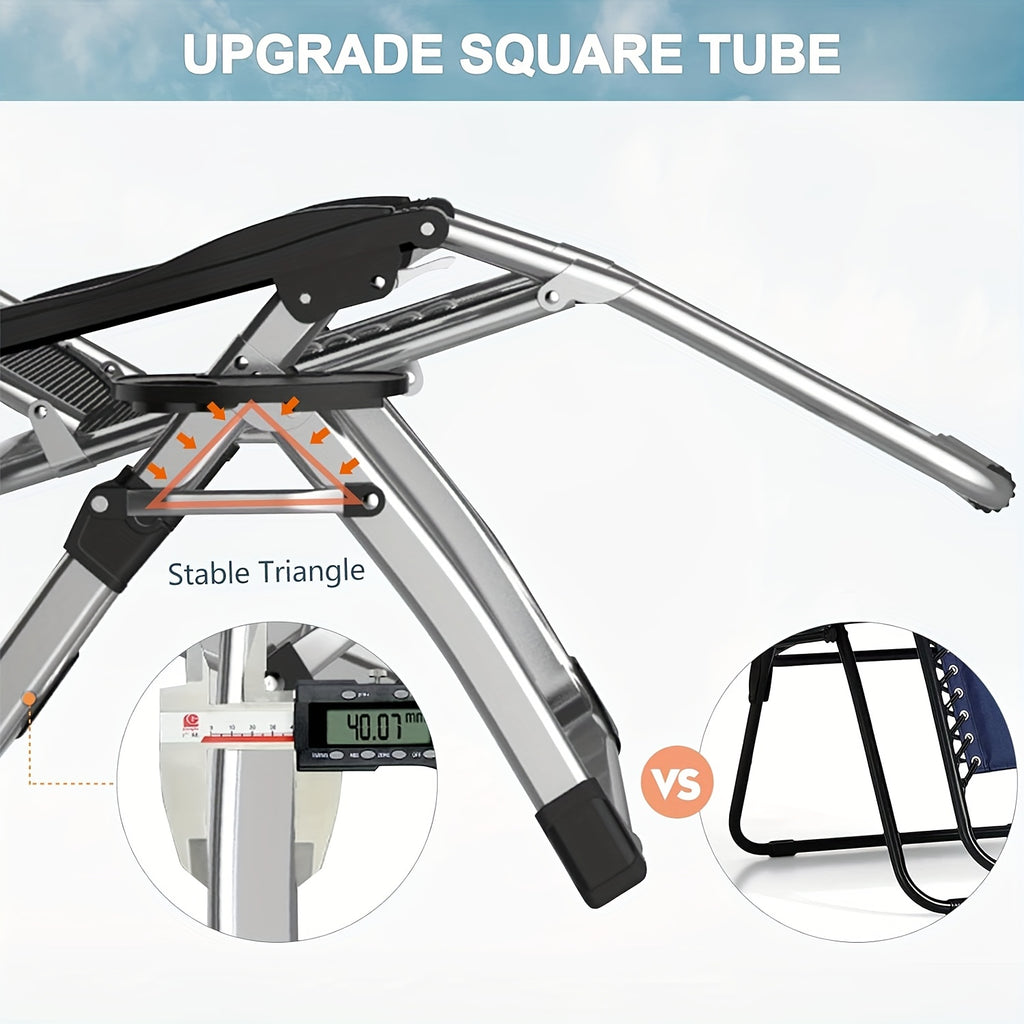 A Zero-Gravity Lounge Chair That Reclines, Featuring a Detachable Cushion And a Cup Holder, Suitable for Both Indoor And Outdoor Use. This Folding Recliner Can Support Weights of Up to 440 Pounds.