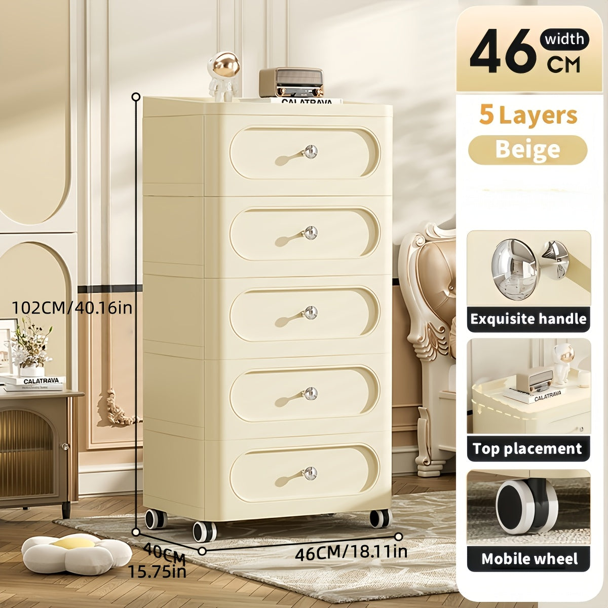 3\u002F4\u002F5 Tier Drawer Storage Organizer | Large Capacity Dresser Cabinet & Storage Cart with Wheels for Closet, Bedroom, Kitchen & Bathroom | Organizing Containers for Clothes, Bedding & Home Storage, Storage Drawer Units