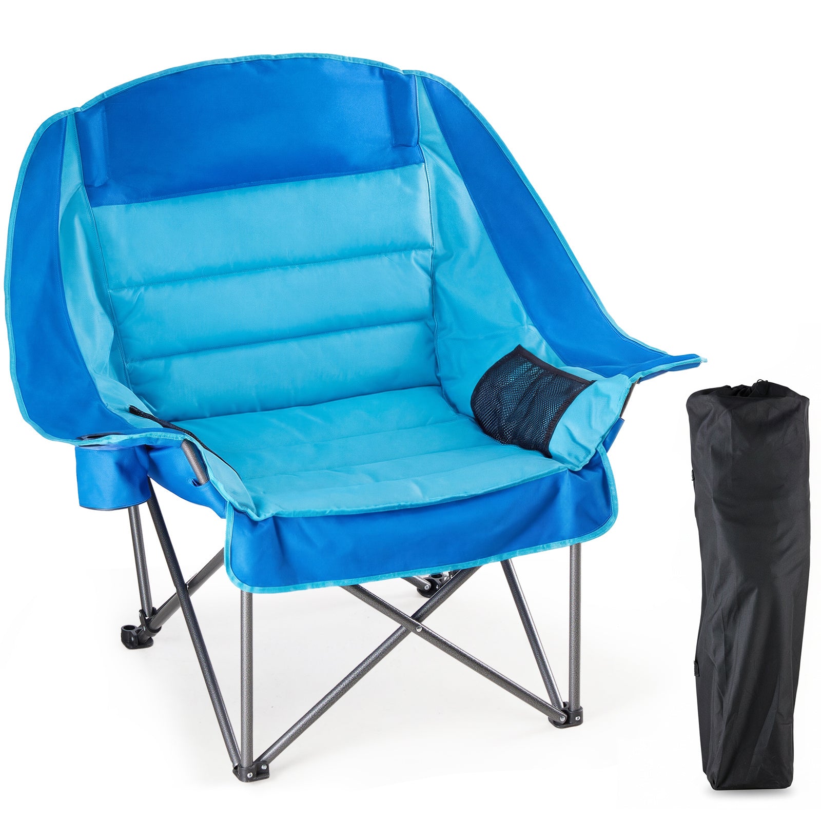 Oversized Camping Chair for Adults - 450lbs Heavy Duty Folding Chair with Cup Holder & Side Pockets, Portable Chair for Camping, Fishing, Hiking, Picnic