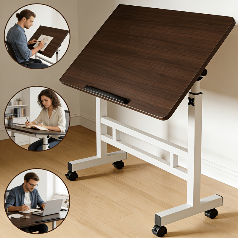 Foldable, Movable, And Adjustable Computer Desk for Home Use, Simple Bedside Table, Lazy Person's Study And Office Desk, Multi-functional Portable Small Table, Adjustable Height And Tilt Tabletop