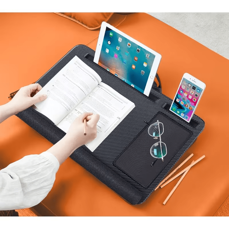 Portable Folding Table & Laptop Bed Desk with Cup Holder & Pad Slot - Lightweight Wood Study Table Suitable for Bed, Sofa, Floor Use - Compact Writing Desk for Students, Office, Picnic, Dorm, Bedside