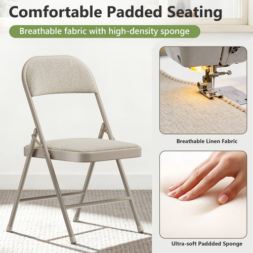 4pcs Comfortable Ventilated Folding Chair With Soft Fabric Surface, Indoor Outdoor Foldable Chair For Home Balcony Garden Camping Picnic Beach, Sturdy Stable Construction Portable Leisure Chair For Adults