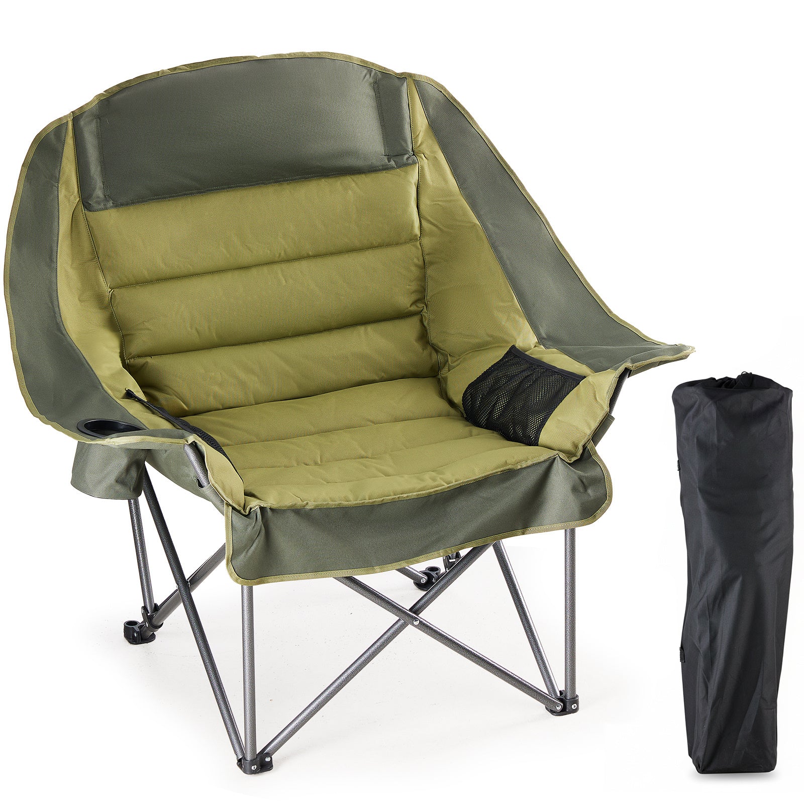 Oversized Camping Chair for Adults - 450lbs Heavy Duty Folding Chair with Cup Holder & Side Pockets, Portable Chair for Camping, Fishing, Hiking, Picnic