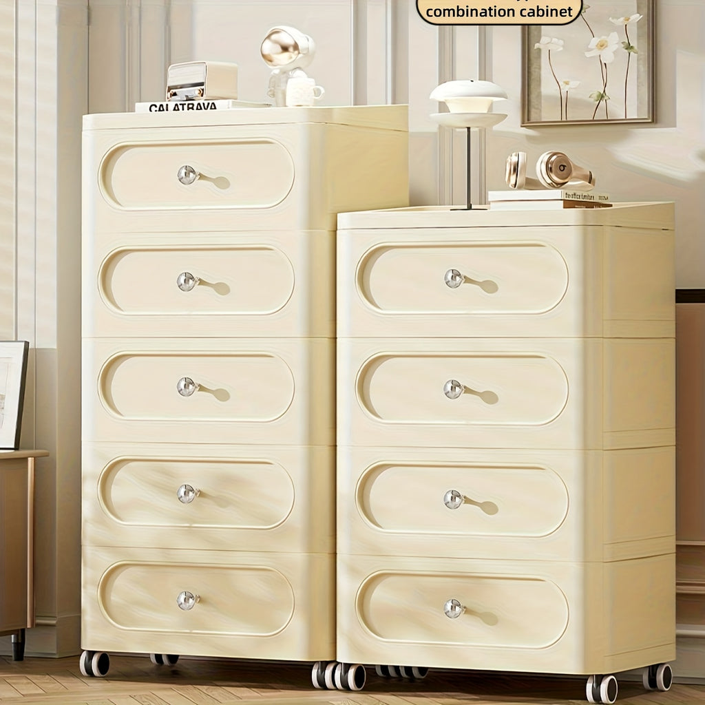 3\u002F4\u002F5 Tier Drawer Storage Organizer | Large Capacity Dresser Cabinet & Storage Cart with Wheels for Closet, Bedroom, Kitchen & Bathroom | Organizing Containers for Clothes, Bedding & Home Storage, Storage Drawer Units