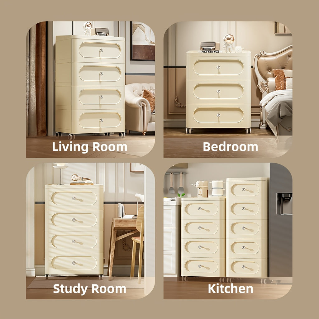 3\u002F4\u002F5 Tier Drawer Storage Organizer | Large Capacity Dresser Cabinet & Storage Cart with Wheels for Closet, Bedroom, Kitchen & Bathroom | Organizing Containers for Clothes, Bedding & Home Storage, Storage Drawer Units