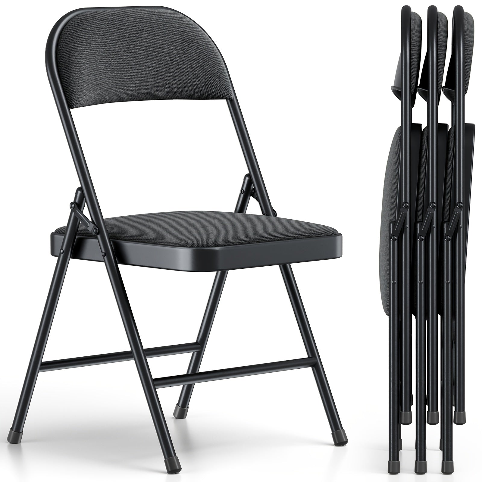 4pcs Comfortable Ventilated Folding Chair With Soft Fabric Surface, Indoor Outdoor Foldable Chair For Home Balcony Garden Camping Picnic Beach, Sturdy Stable Construction Portable Leisure Chair For Adults