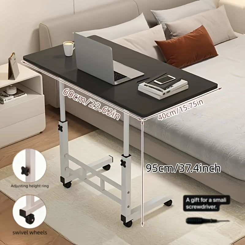 Multifunctional Folding Table With Wheels, Adjustable Height And Storage Shelf - Perfect For Bedroom, Living Room, Outdoor Office And Study Room. Multifunctional Adjustable Height Rolling Table.