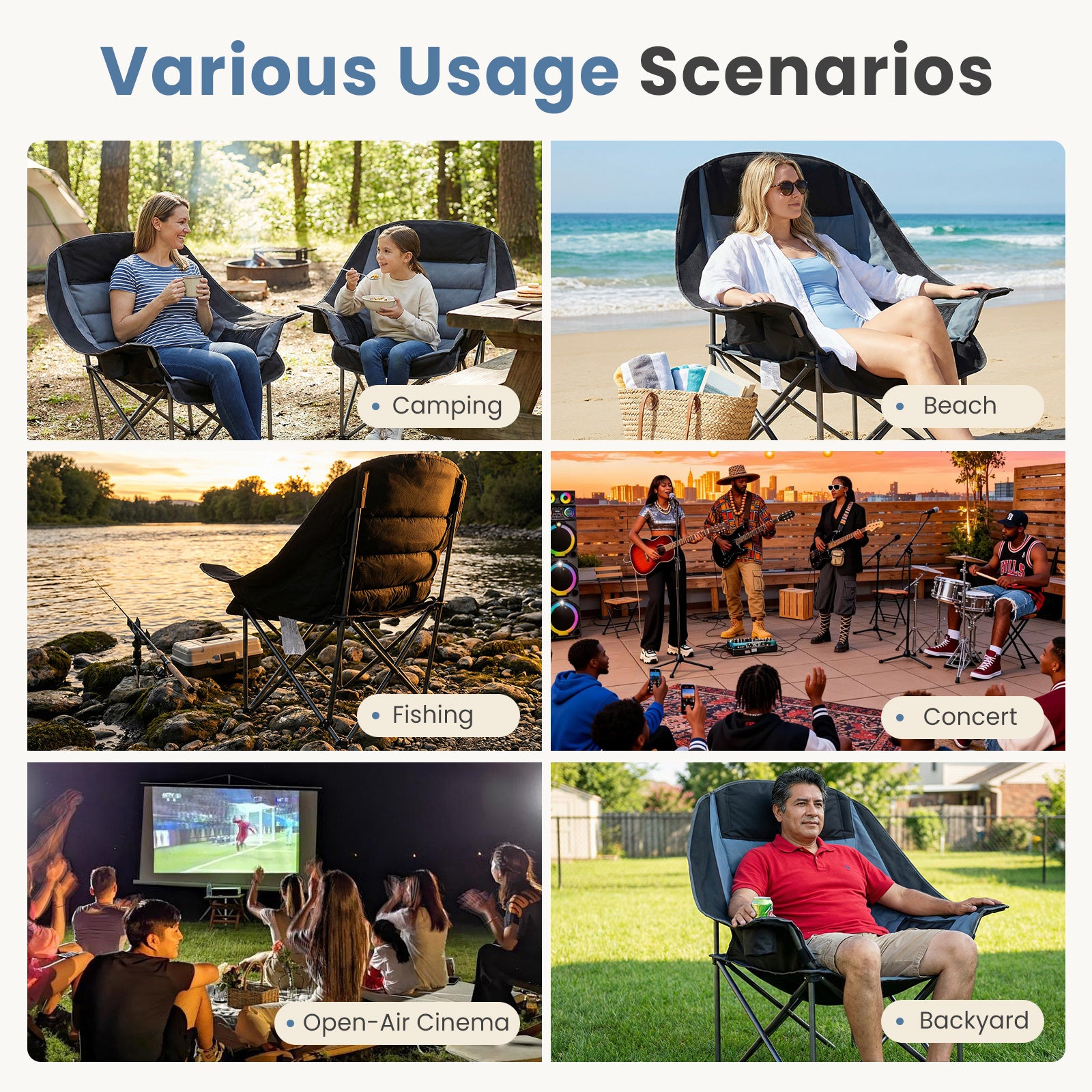 Oversized Camping Chair for Adults - 450lbs Heavy Duty Folding Chair with Cup Holder & Side Pockets, Portable Chair for Camping, Fishing, Hiking, Picnic