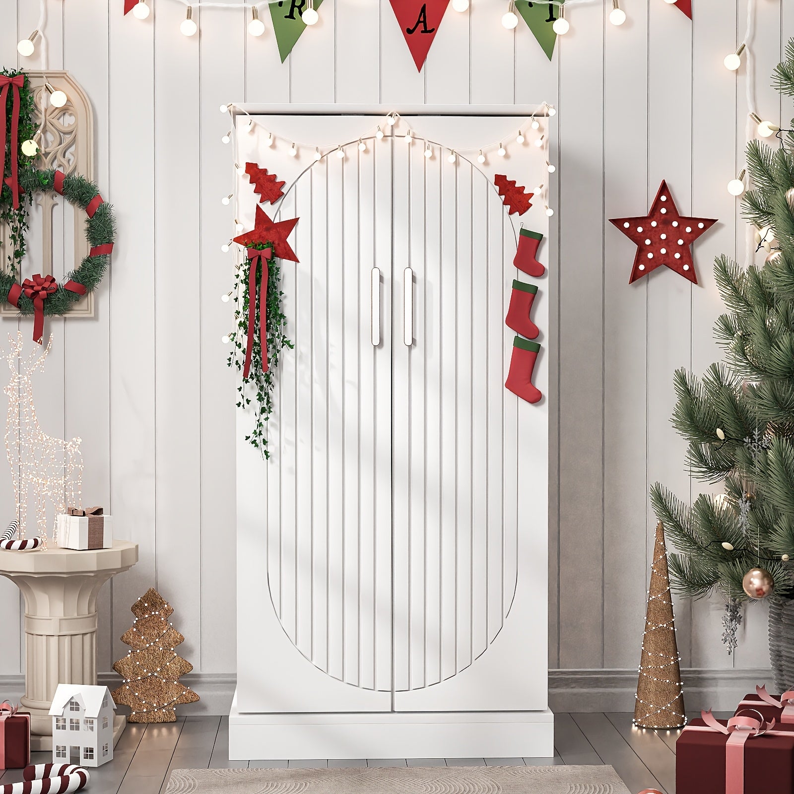 Multi-Functional Buffet Cabinet 47-inch Multi-Functional Large Buffet Cabinet - Modern Kitchen Food Cabinet with 6 Adjustable Shelves for Kitchen Accessories, Utensil Storage, and Organizer